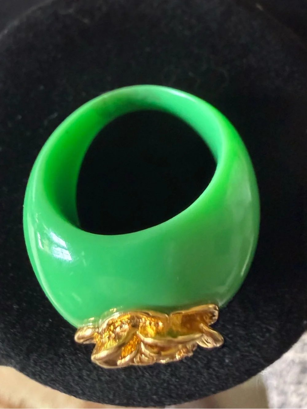 Lucas Jack London Sea Green Resin Rose Cocktail Statement Ring Size 8